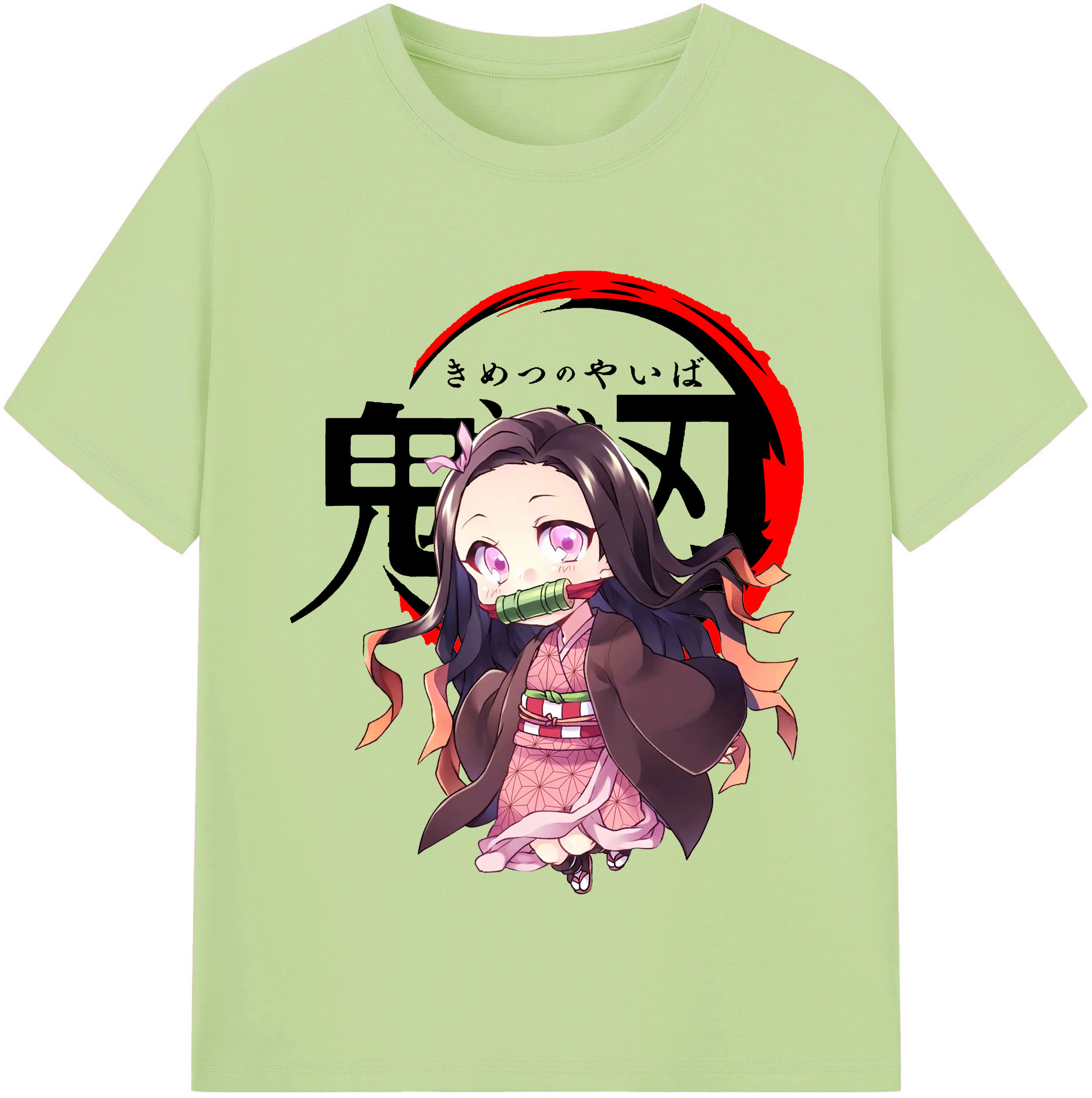 （画像用） 鬼滅の刃（きめつのやいば）竈門 禰󠄀豆子／かまど ねずこ Kamado Nezuko 綿100％半袖Tシャツ（フロントプリント）